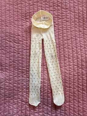 Glitter gold star tights - size 4-6